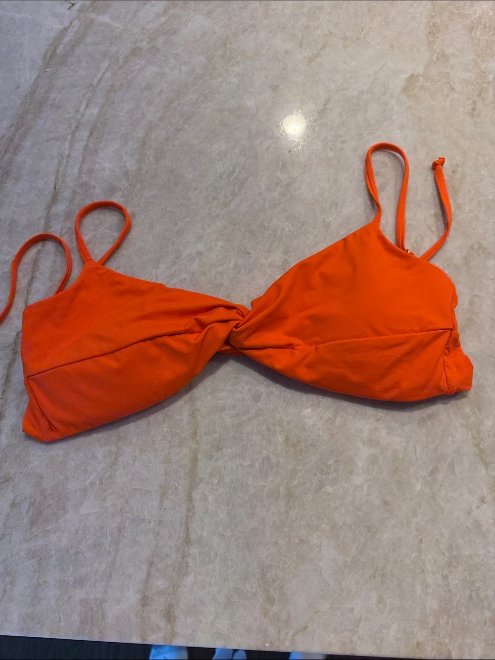 L Space Ringo Bright Orange Twist Front Bikini Top